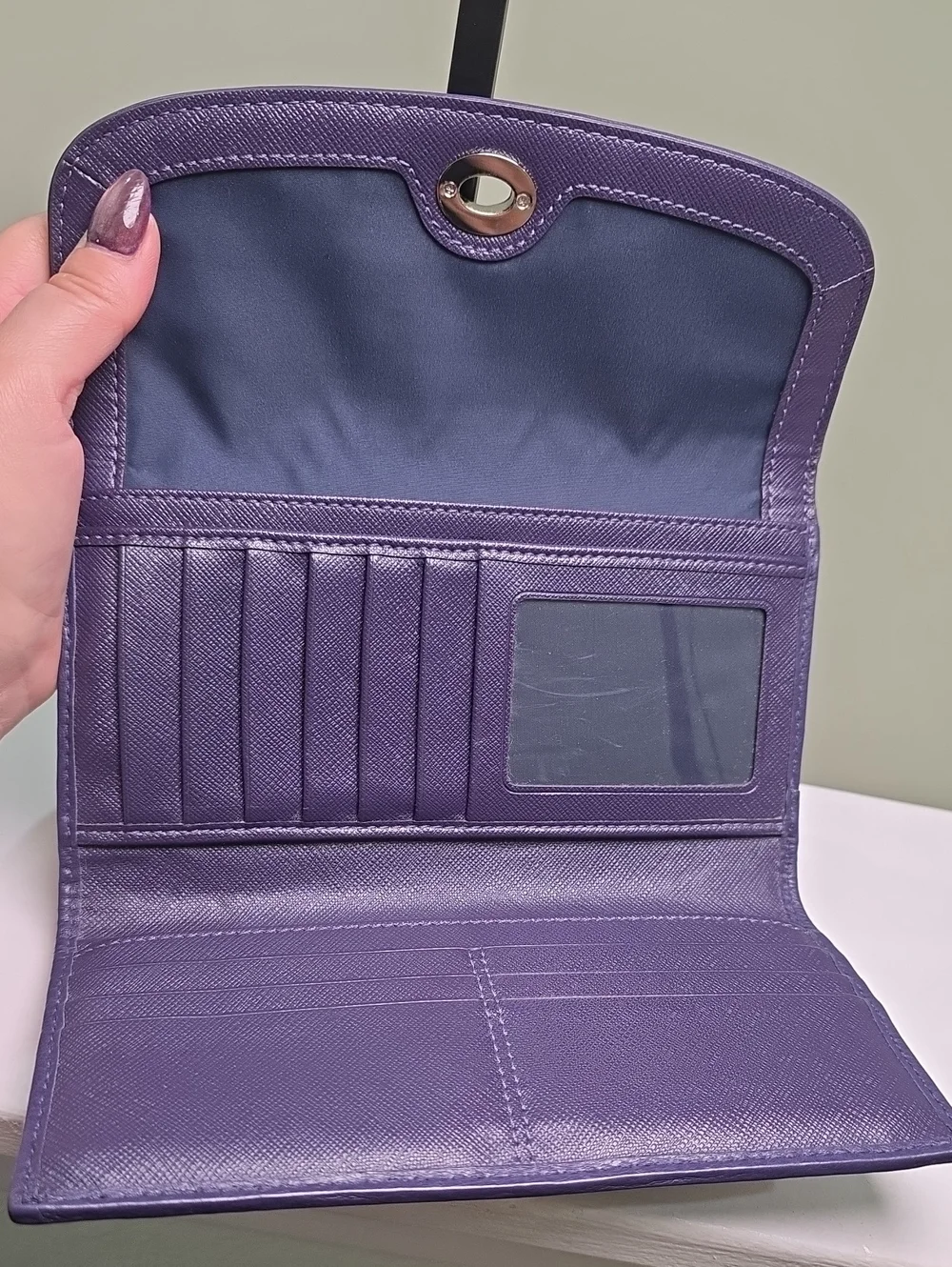 Coach Park F49145 Signature Turnlock Indigo Slim Envelope Wallet/Checkbook EUC